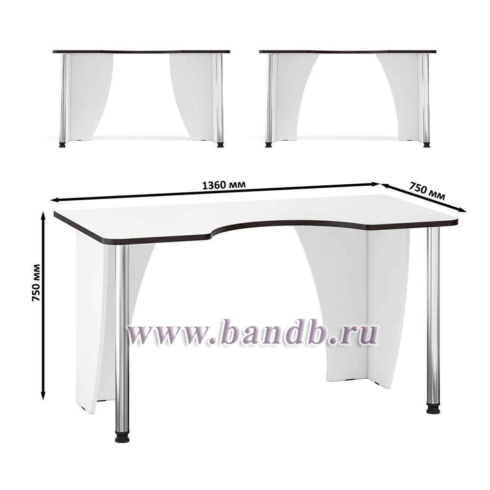 Игровой компьютерный стол С-МД-СК2-1360-750 цвет белый/кромка венге Картинка № 5 Игровой компьютерный стол С-МД-СК2-1360-750 цвет белый/кромка венге Картинка № 5