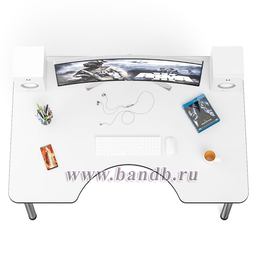 Игровой компьютерный стол С-МД-СК2-1360-900 цвет белый/кромка венге Картинка № 4