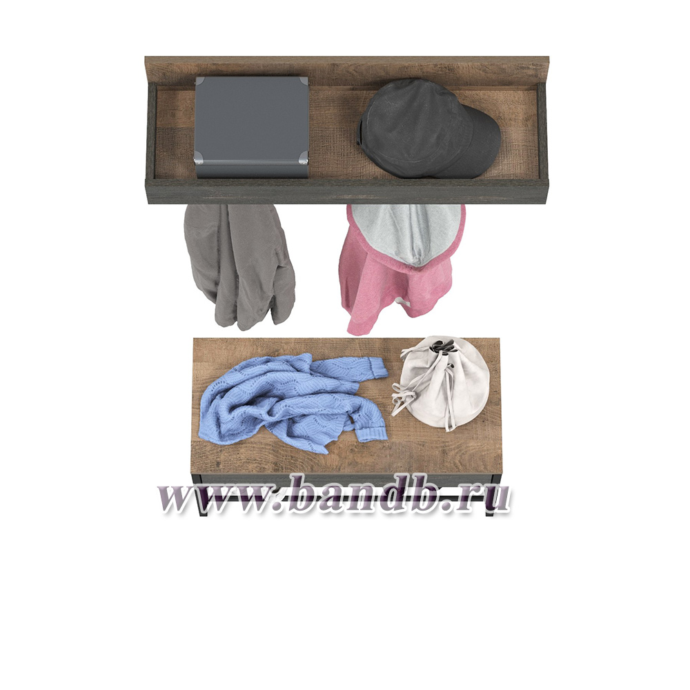 Тумба для обуви с ящиком и вешалкой Трувор цвет дуб гранж песочный/интра Картинка № 3