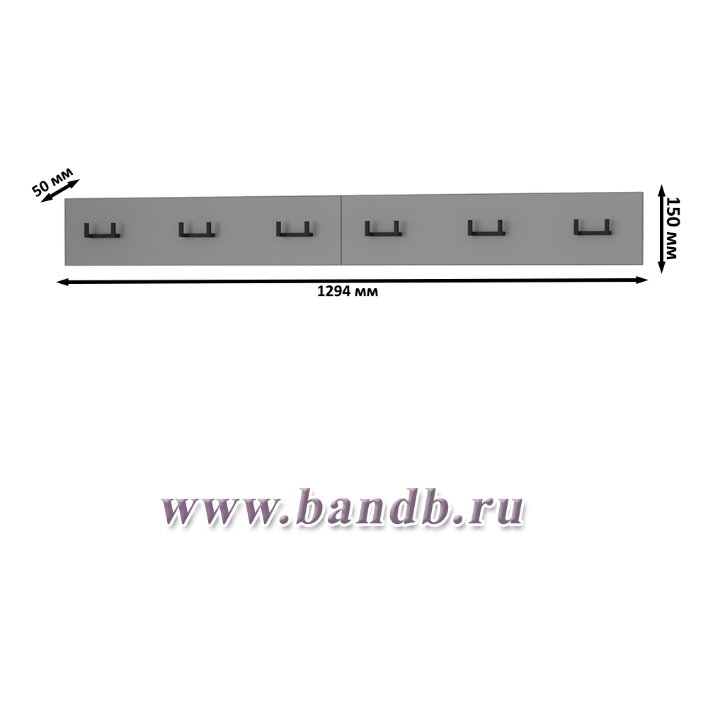 Вешалка Октава на шесть крючков цвет серый графит Картинка № 3