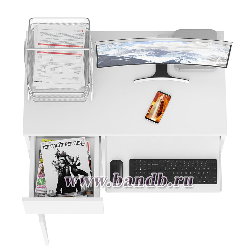 Стол компьютерный Мори МС-1 левый цвет белый Картинка № 4