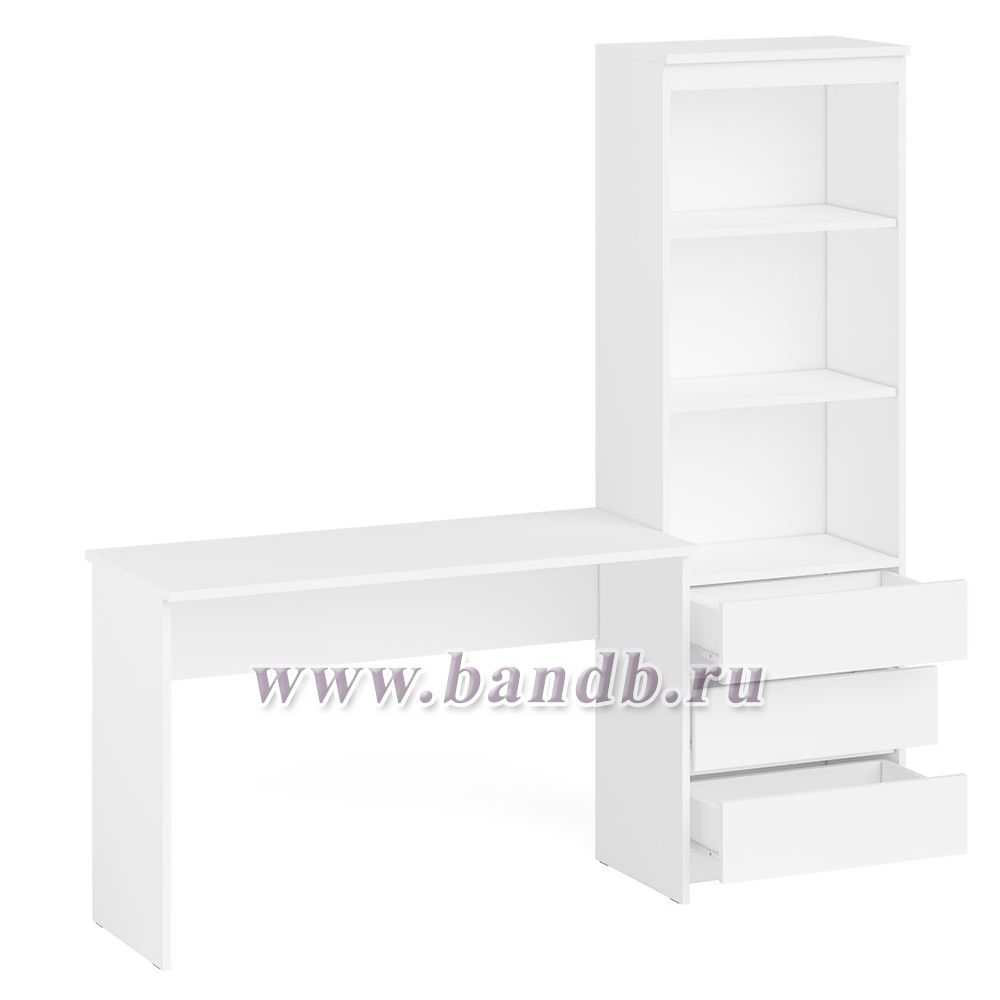 Письменный стол 1200 со стеллажом с ящикаи МСТ600 Мори цвет белый Картинка № 7