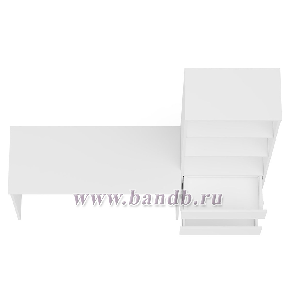 Письменный стол 1200 со стеллажом с ящикаи МСТ600 Мори цвет белый Картинка № 9