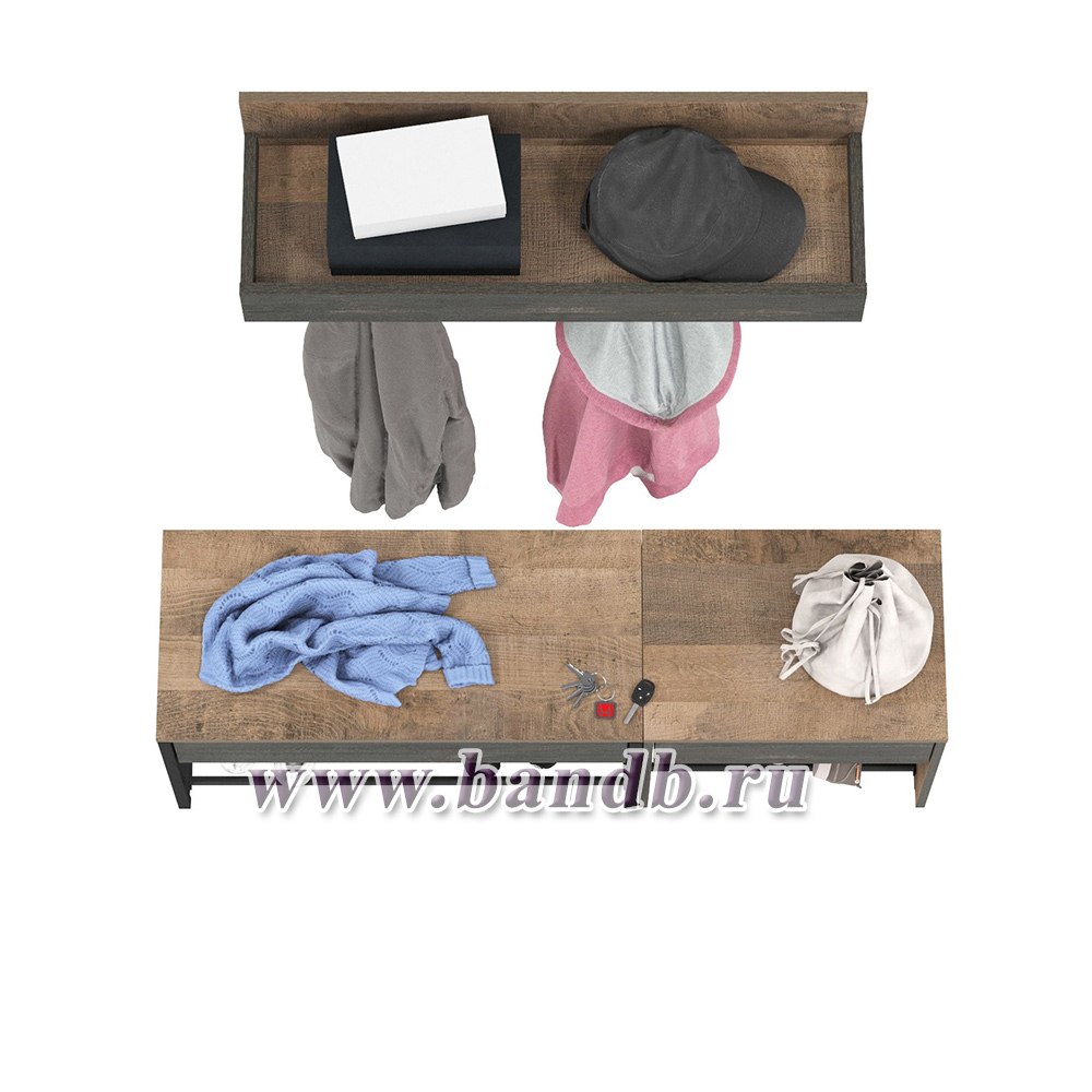 Две обувницы с ящиками и вешалкой для одежды Трувор цвет дуб гранж песочный/интра Картинка № 3