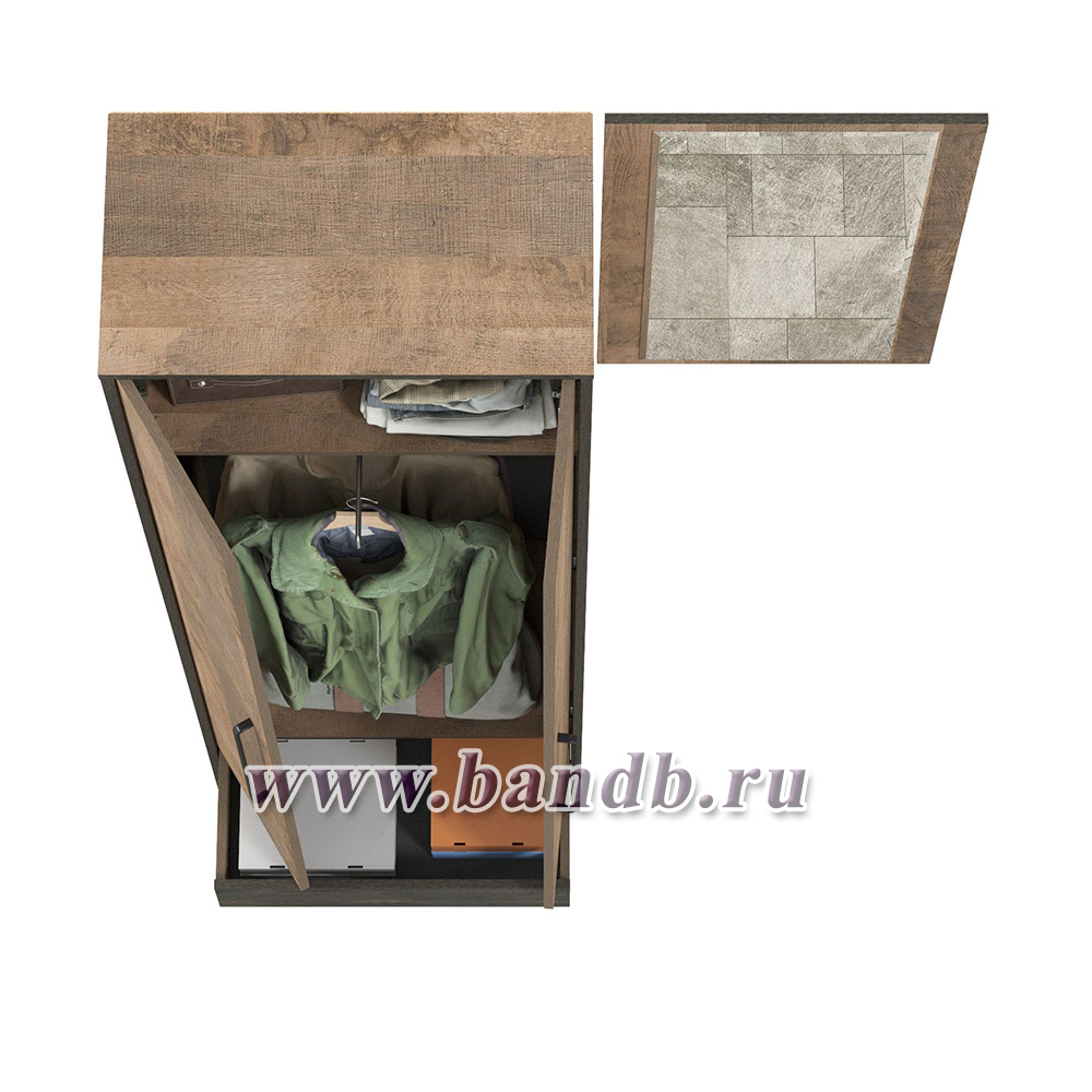 Шкаф для одежды Трувор с зеркалом цвет дуб гранж песочный/интра Картинка № 4