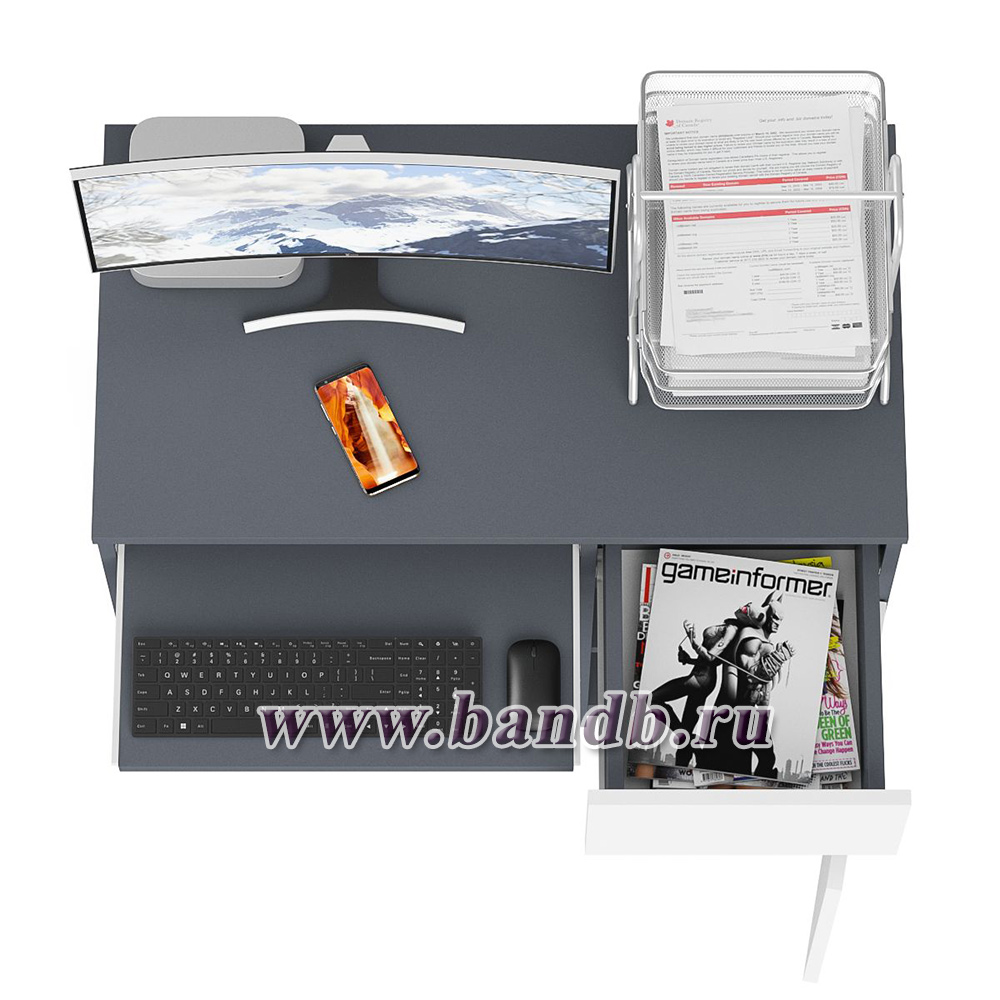 Стол компьютерный Мори МС-1 правый цвет графит/белый Картинка № 4