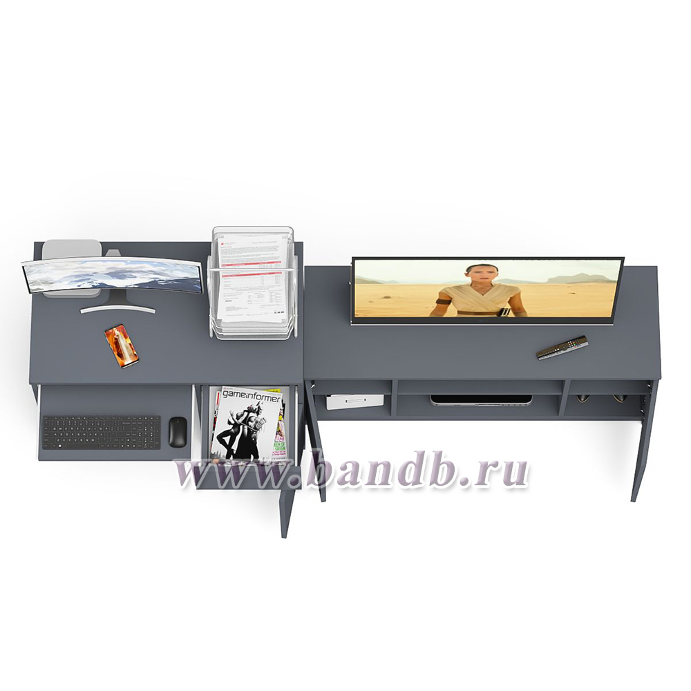 Компьютерный стол МС-1 правый с тумбой МТВ-1200 Мори цвет графит Картинка № 6