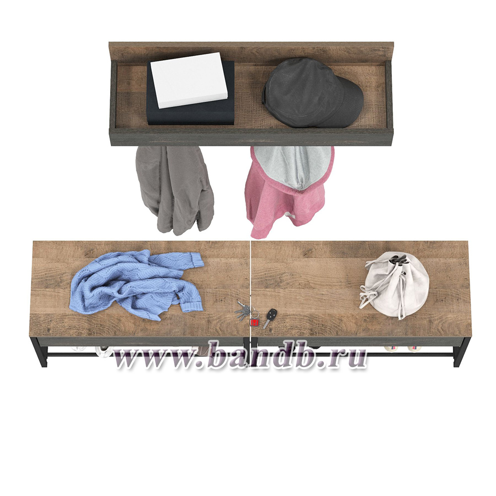 Две обувницы с сиденьем и вешалка для верхней одежды Трувор цвет дуб гранж песочный/интра Картинка № 3