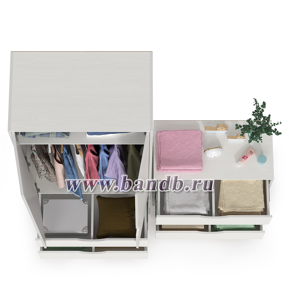 Детский шкаф для одежды с комодом Уна цвет белый Картинка № 4