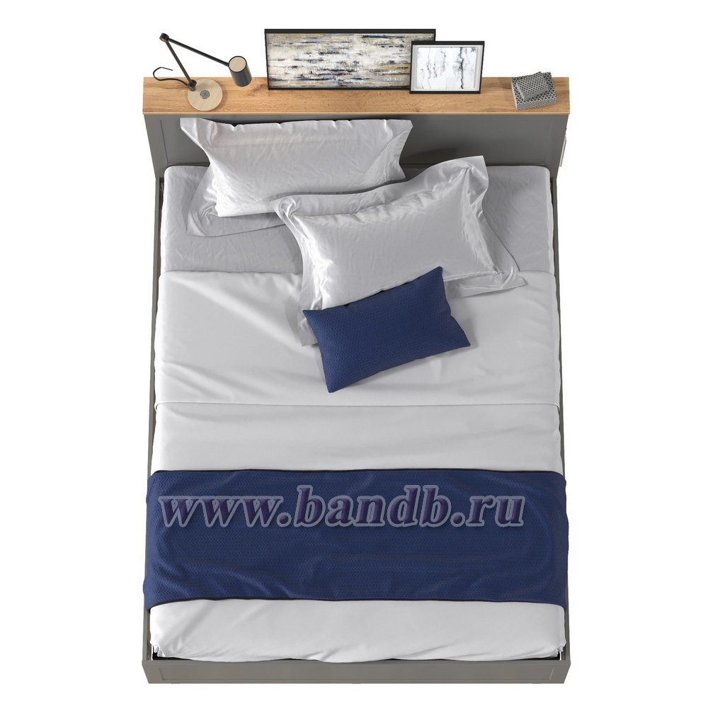 Двуспальная кровать Остин 1600 с ортопедическим основанием цвет серый графит/дуб крафт золотой Картинка № 2