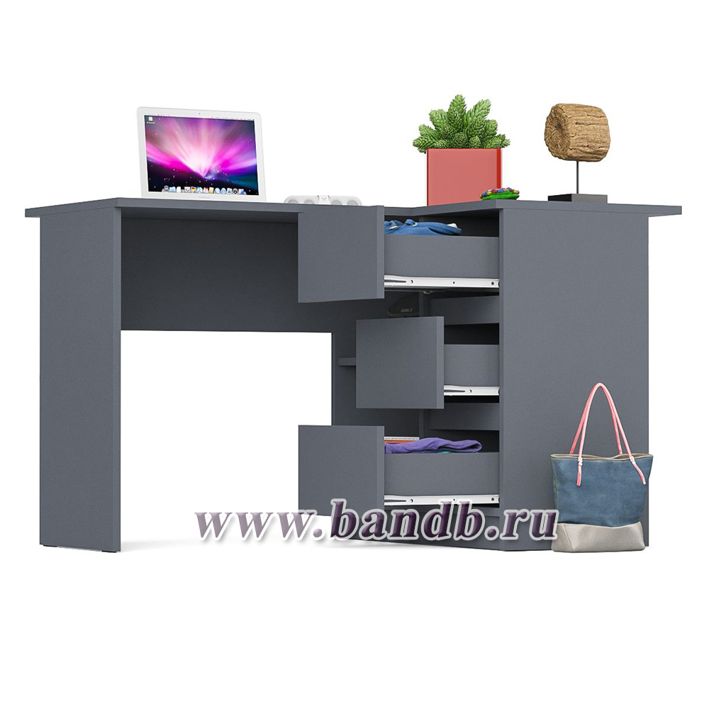 Угловой компьютерный стол Мори МС-16 правый цвет графит Картинка № 5