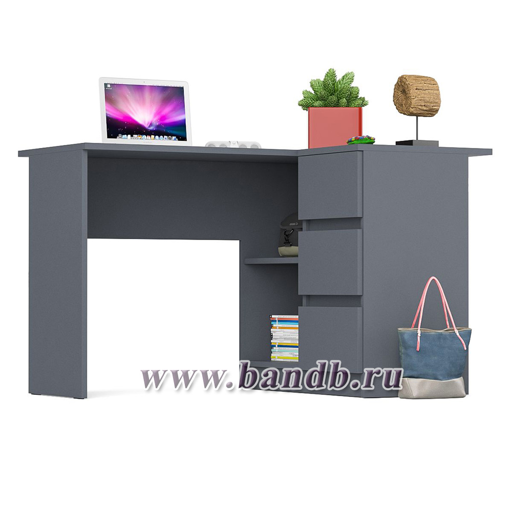 Угловой компьютерный стол Мори МС-16 правый цвет графит Картинка № 6