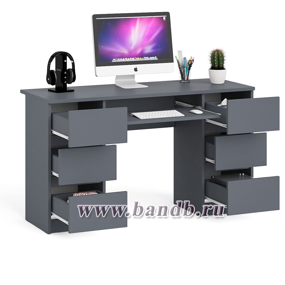 Компьютерный стол с двумя тумбами Мори МС-2 цвет графит Картинка № 2