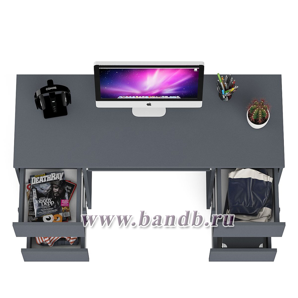 Компьютерный стол с двумя тумбами Мори МС-2 цвет графит Картинка № 4