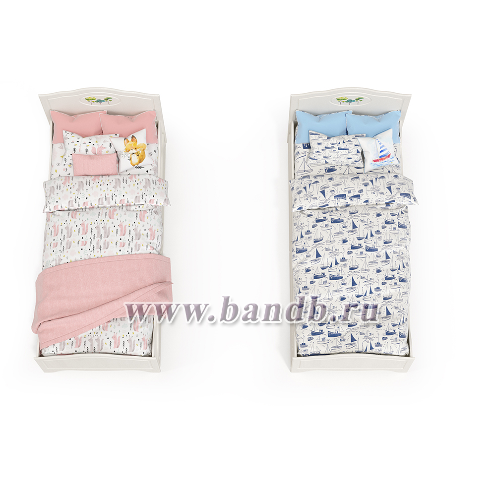 Кровати в детскую комнату для двоих детей Роуз цвет белый с тиснением поры дерева/ясень ваниль Картинка № 3