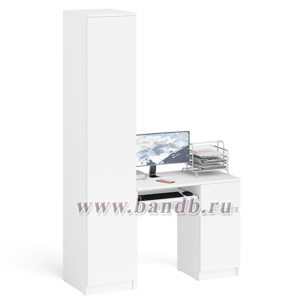 Компьютерный стол МС-1 правый с пеналом на 400 Мори цвет белый Картинка № 3