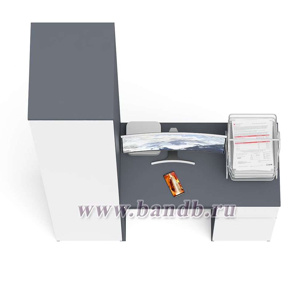 Компьютерный стол МС-1 правый с пеналом на 400 Мори цвет графит/белый Картинка № 7