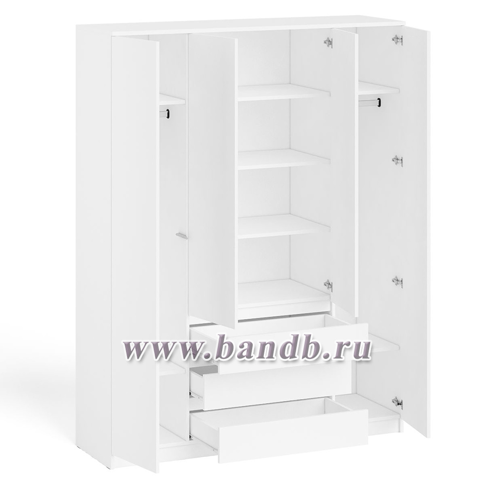 Шкаф-комод с тремя ящиками и четырьмя дверками Мори МШ1600.1 цвет белый Картинка № 9