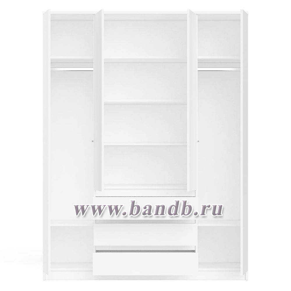 Шкаф-комод с тремя ящиками и четырьмя дверками Мори МШ1600.1 цвет белый Картинка № 11