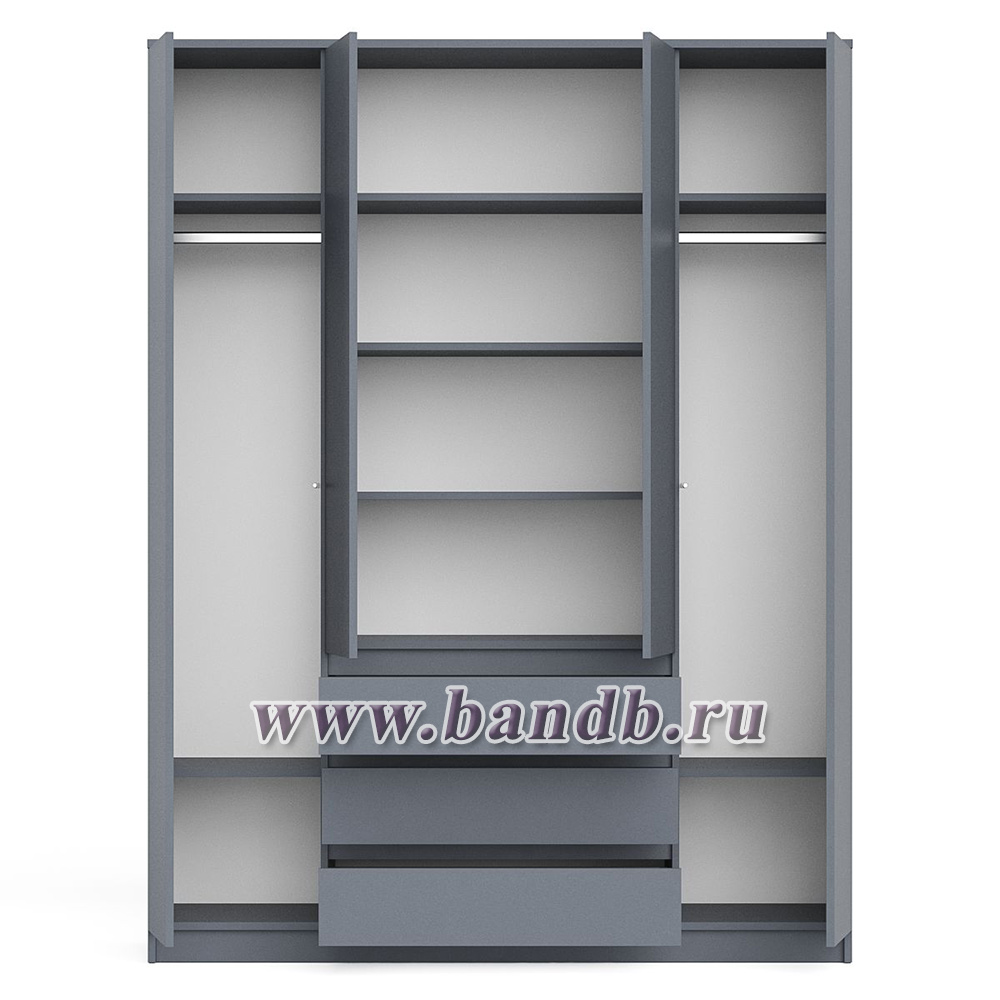 Шкаф-комод с тремя ящиками и четырьмя дверками Мори МШ1600.1 цвет графит Картинка № 11