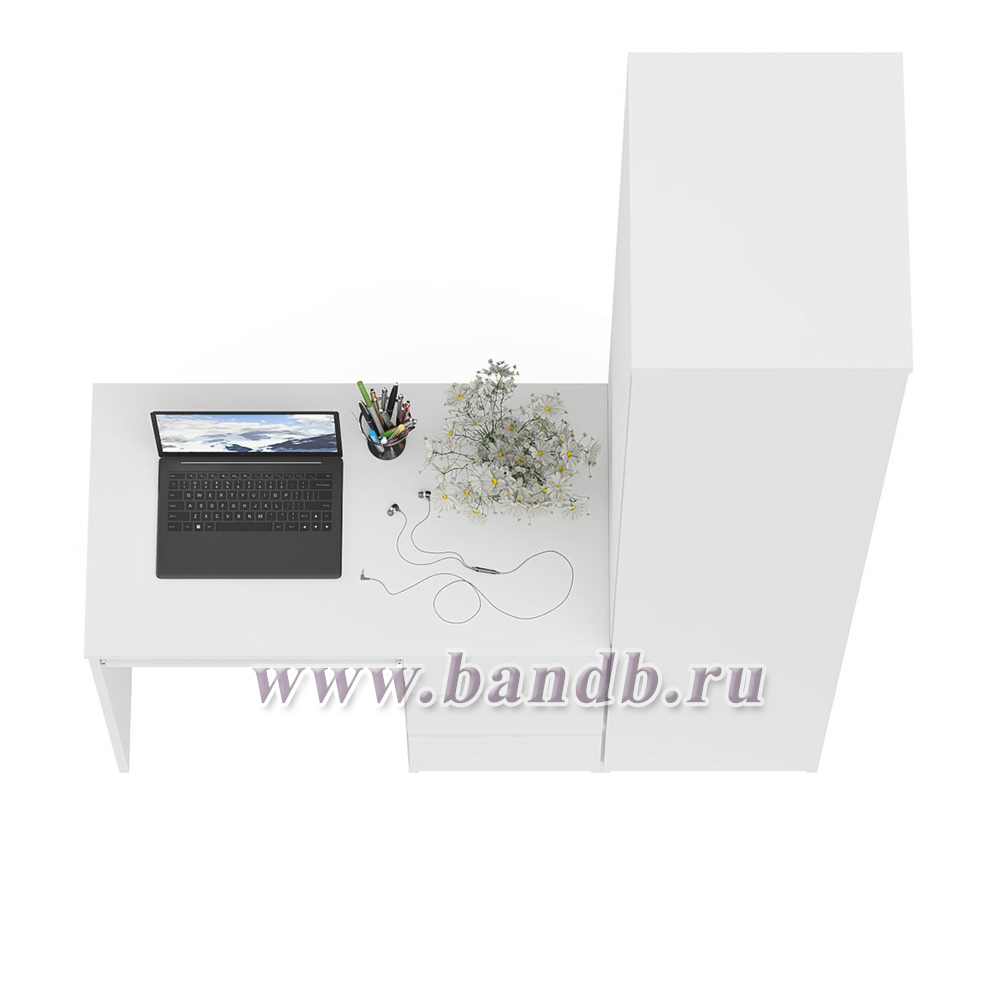Компьютерный стол правый МС-6 с пеналом на МШ-400 Мори цвет белый Картинка № 5
