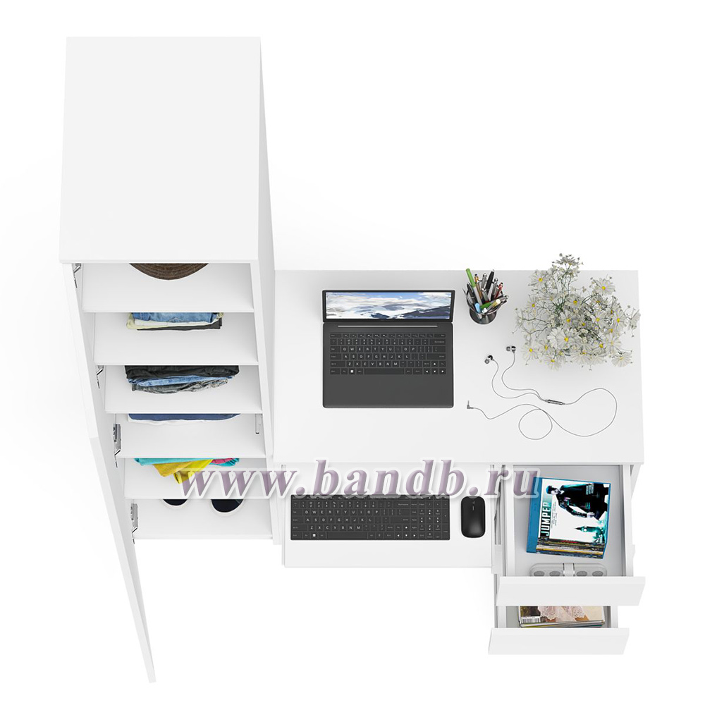 Компьютерный стол правый МС-6 с пеналом на МШ-400 Мори цвет белый Картинка № 8