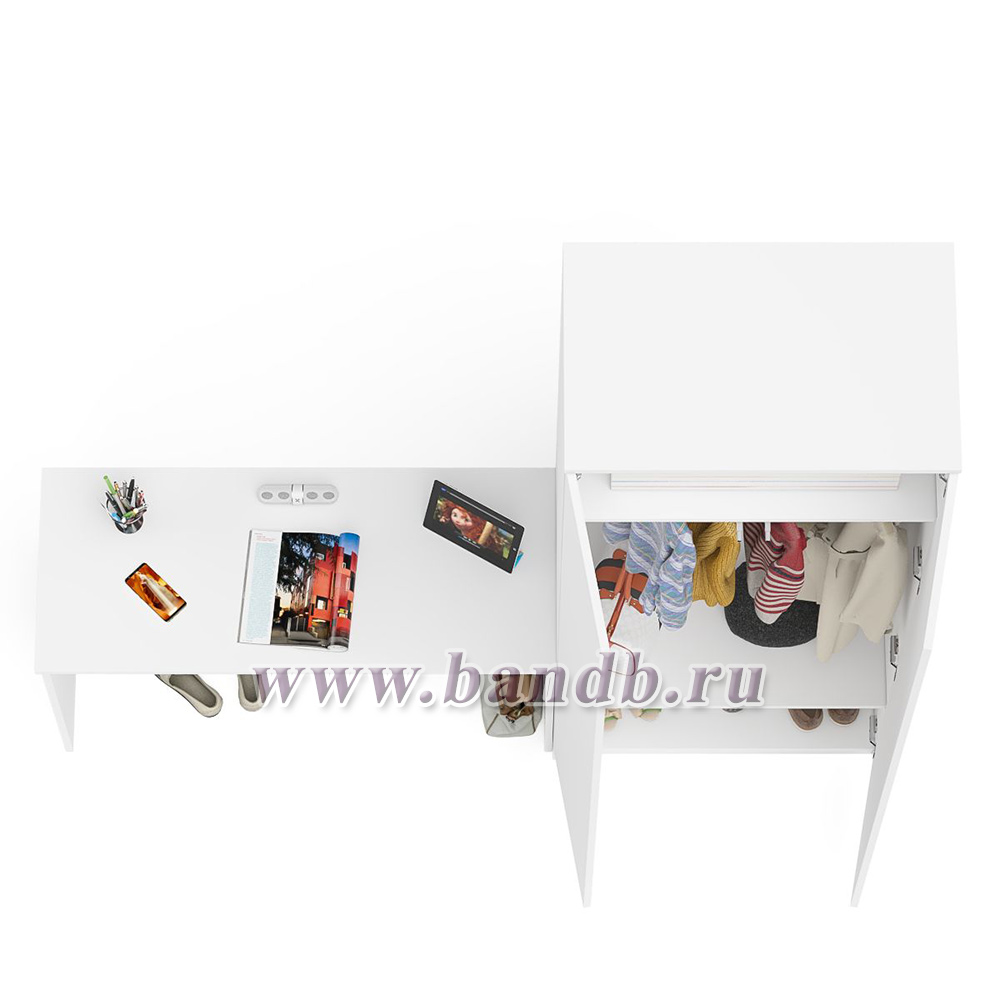 Письменный стол на 1200 и двудверный шкаф на 800 Мори цвет белый Картинка № 4