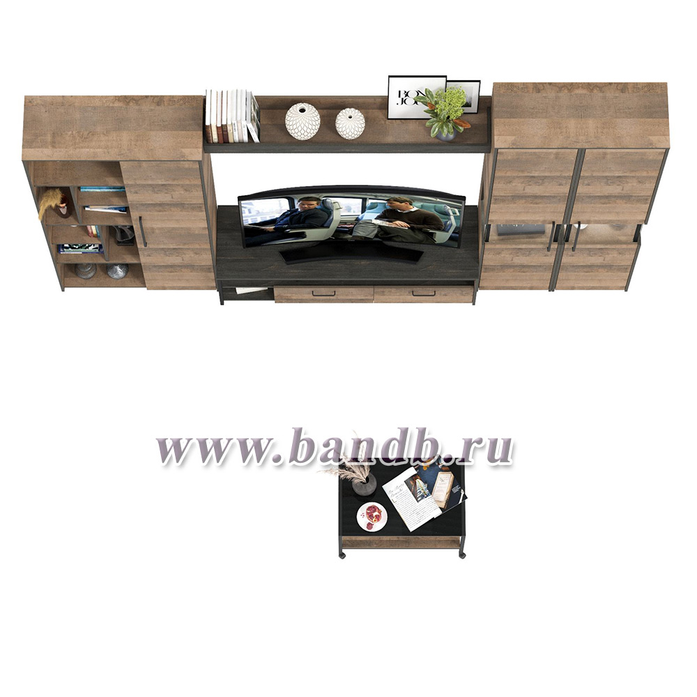 Полный набор мебели для гостиной в стиле лофт Трувор № 139 в комплекте журнальный столик цвет дуб гранж песочный/интра Картинка № 3