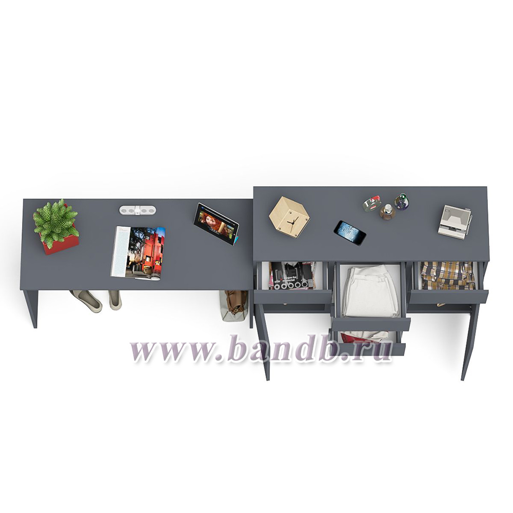 Письменный стол МСП1200.1 с комодом-тумбой на 1200 Мори цвет графит Картинка № 4