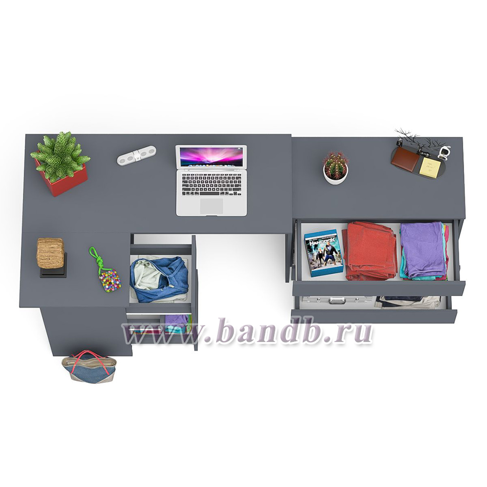 Компьютерный стол МС-16 левый с комодом на 800 3 ящика Мори цвет графит Картинка № 6