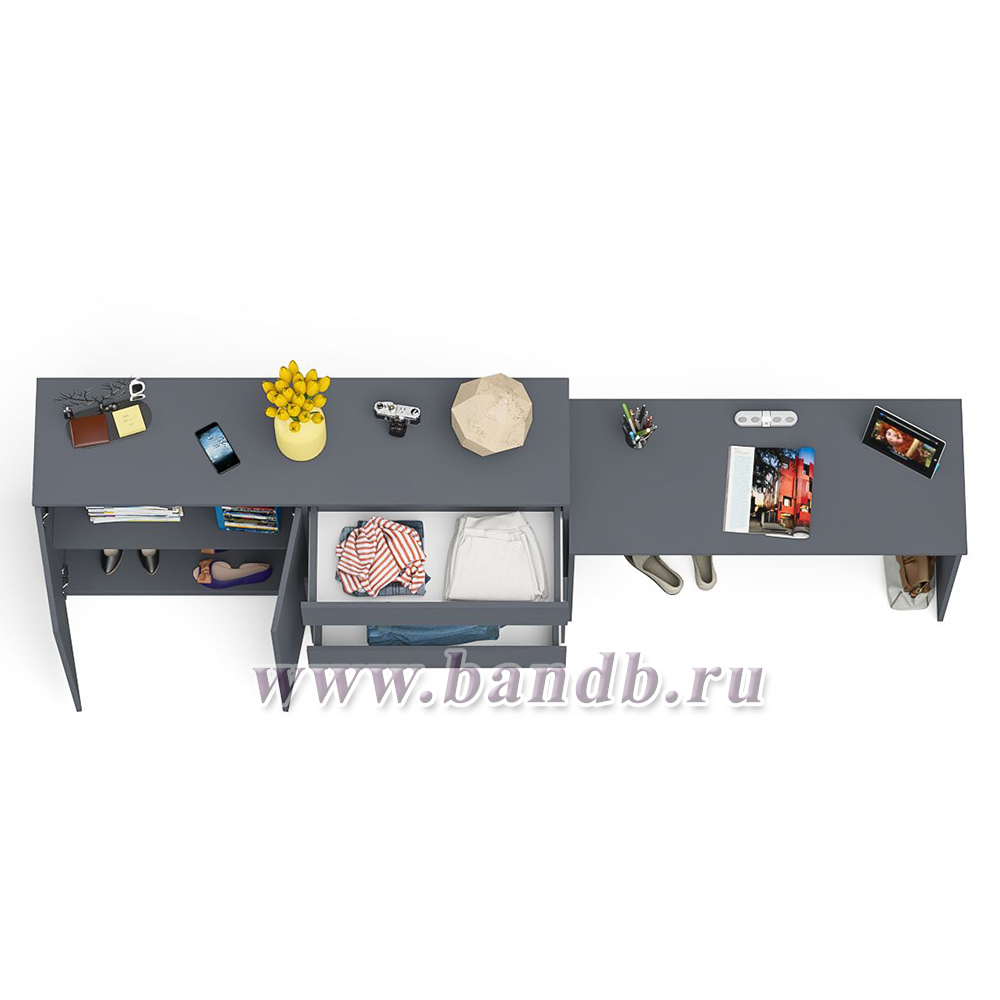 Тумба-комод Мори 1600.1 с письменным столом МСП1200 цвет графит Картинка № 8