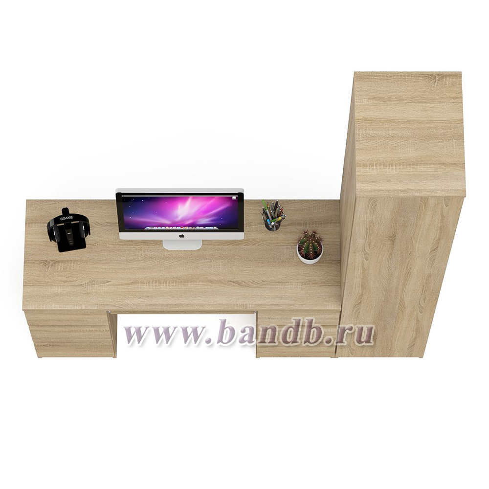 Шкаф однодверный Мори МШ400.1 с компьютерным 2-х тумбовым столом МС-2 цвет дуб сонома Картинка № 3