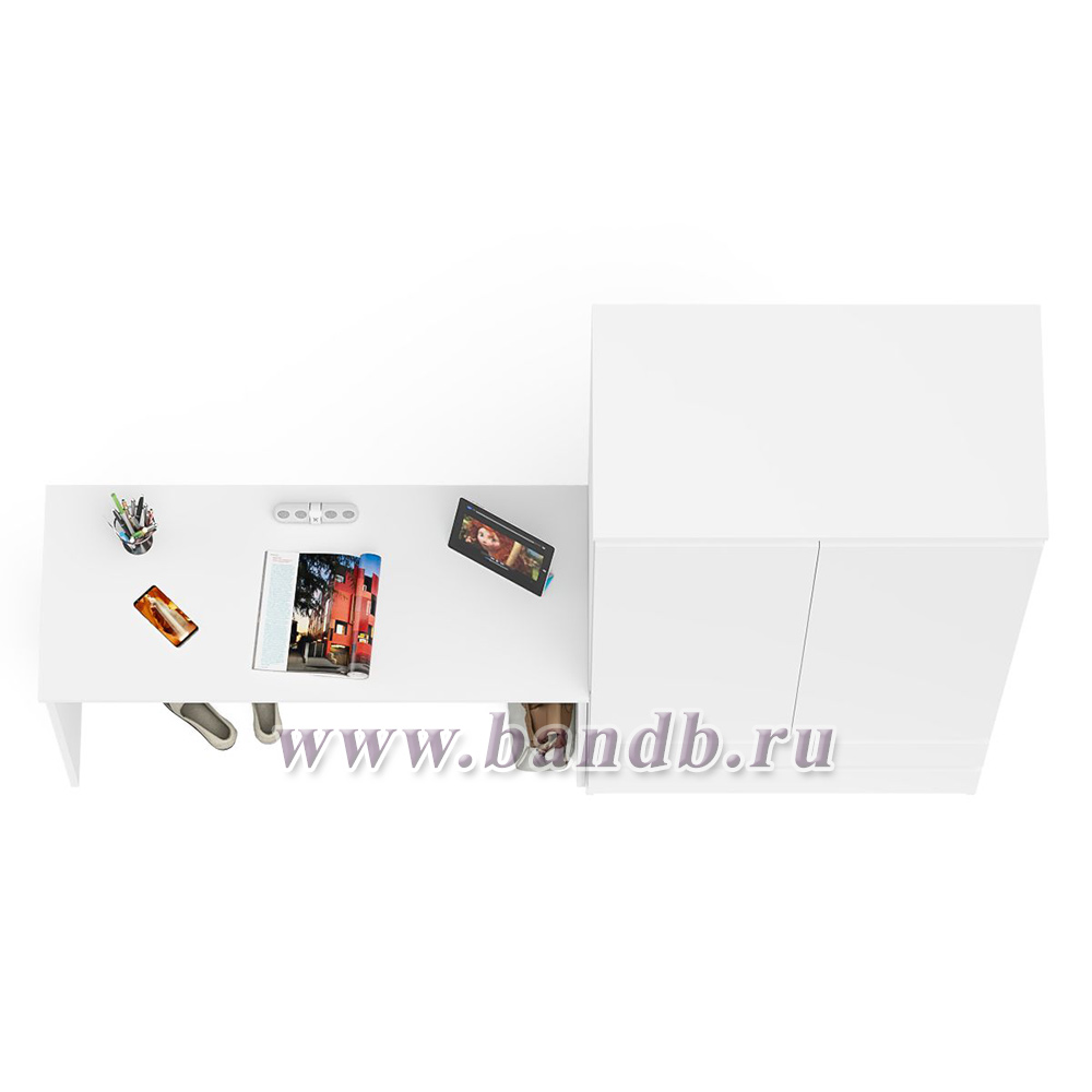 Шкаф с ящиками и дверками Мори 900.1 с письменным столом 1200.1 цвет белый Картинка № 3