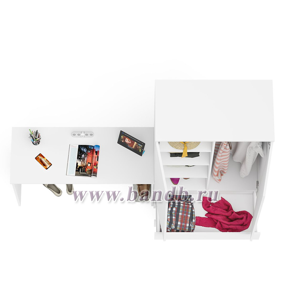 Шкаф с ящиками и дверками Мори 900.1 с письменным столом 1200.1 цвет белый Картинка № 4