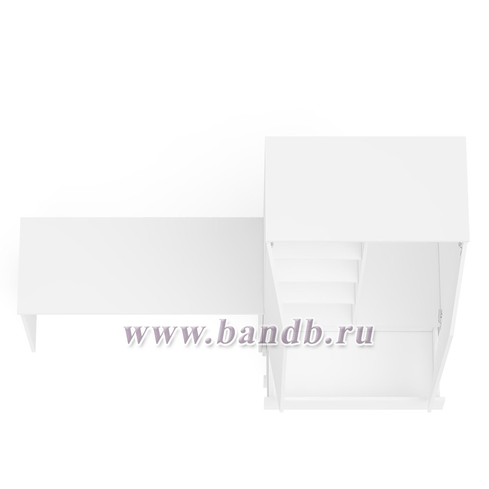Шкаф с ящиками и дверками Мори 900.1 с письменным столом 1200.1 цвет белый Картинка № 9