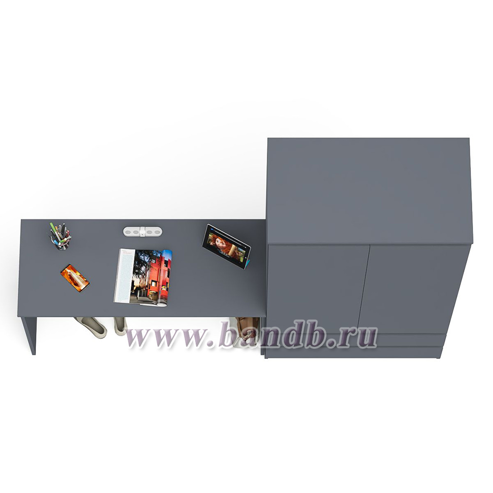Шкаф с ящиками и дверками Мори 900.1 с письменным столом 1200.1 цвет графит Картинка № 3
