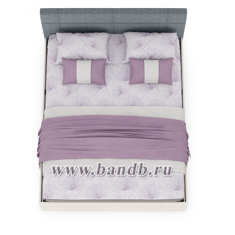Двуспальная кровать с мягкой спинкой с ортопедическим основанием Ника цвет ясень анкор светлый Картинка № 2