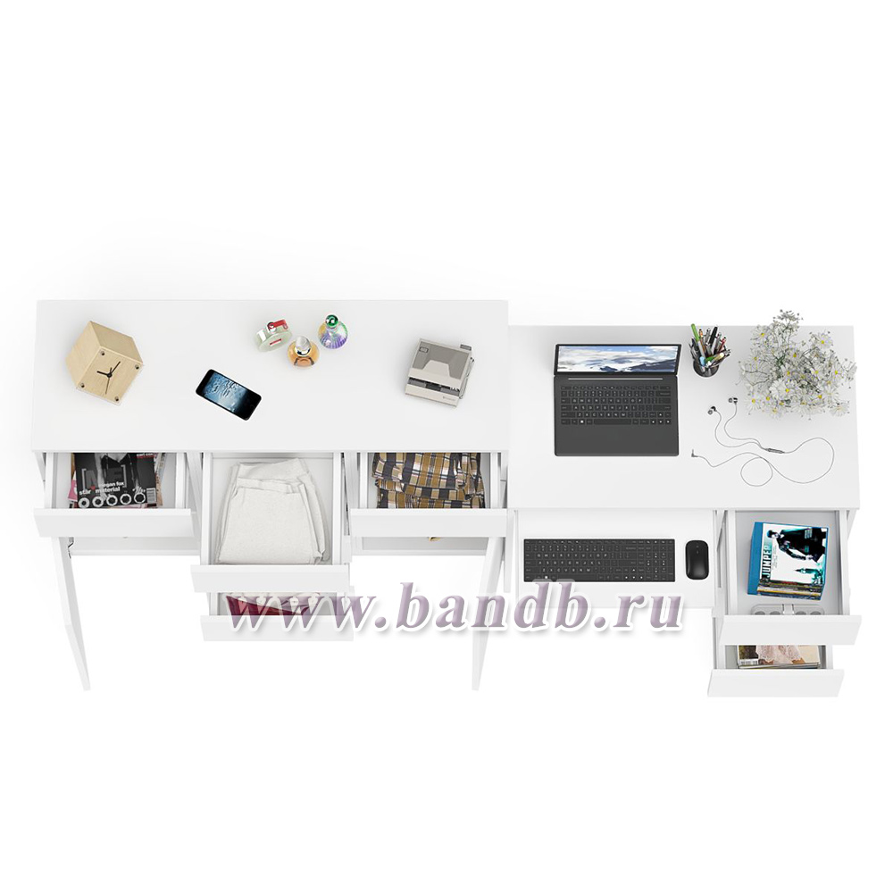Комод-тумба Мори 1200 и компьютерный стол Мори МС-6 правый цвет белый Картинка № 8
