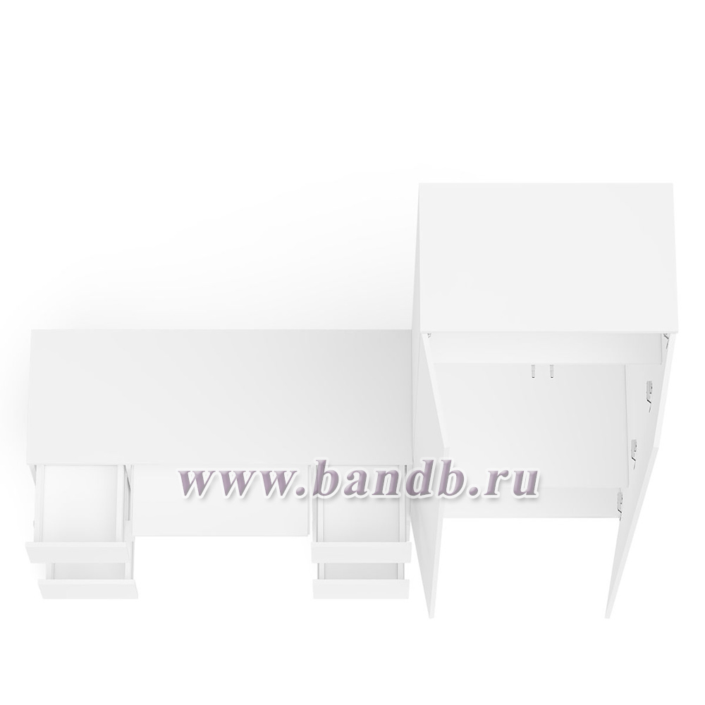 Стол компьютерный МС-2 две тумбы с ящиками с двухдверным шкафом Мори цвет белый Картинка № 10