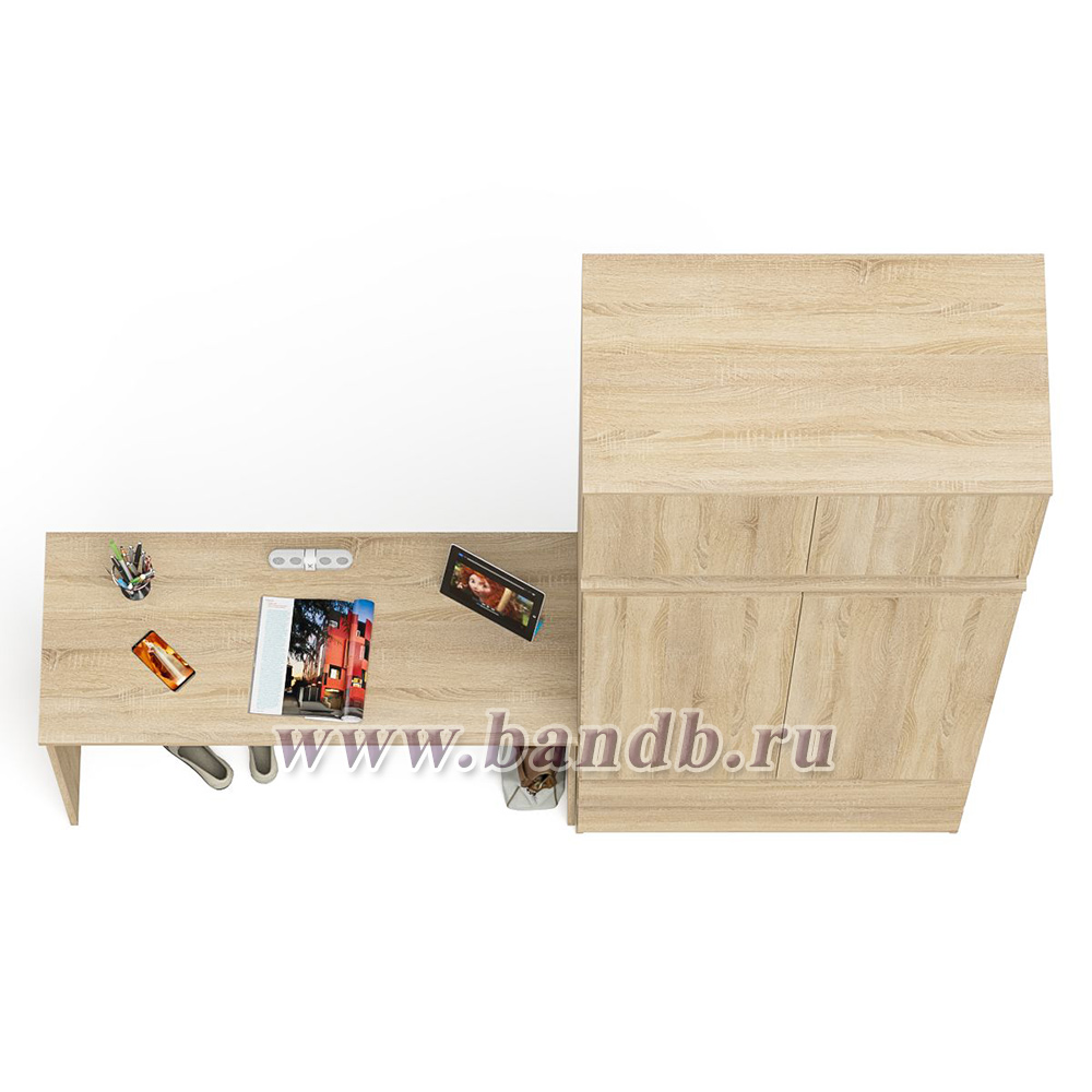 Стол письменный Мори 1200 и шкаф 900 с антресолью цвет дуб сонома Картинка № 3