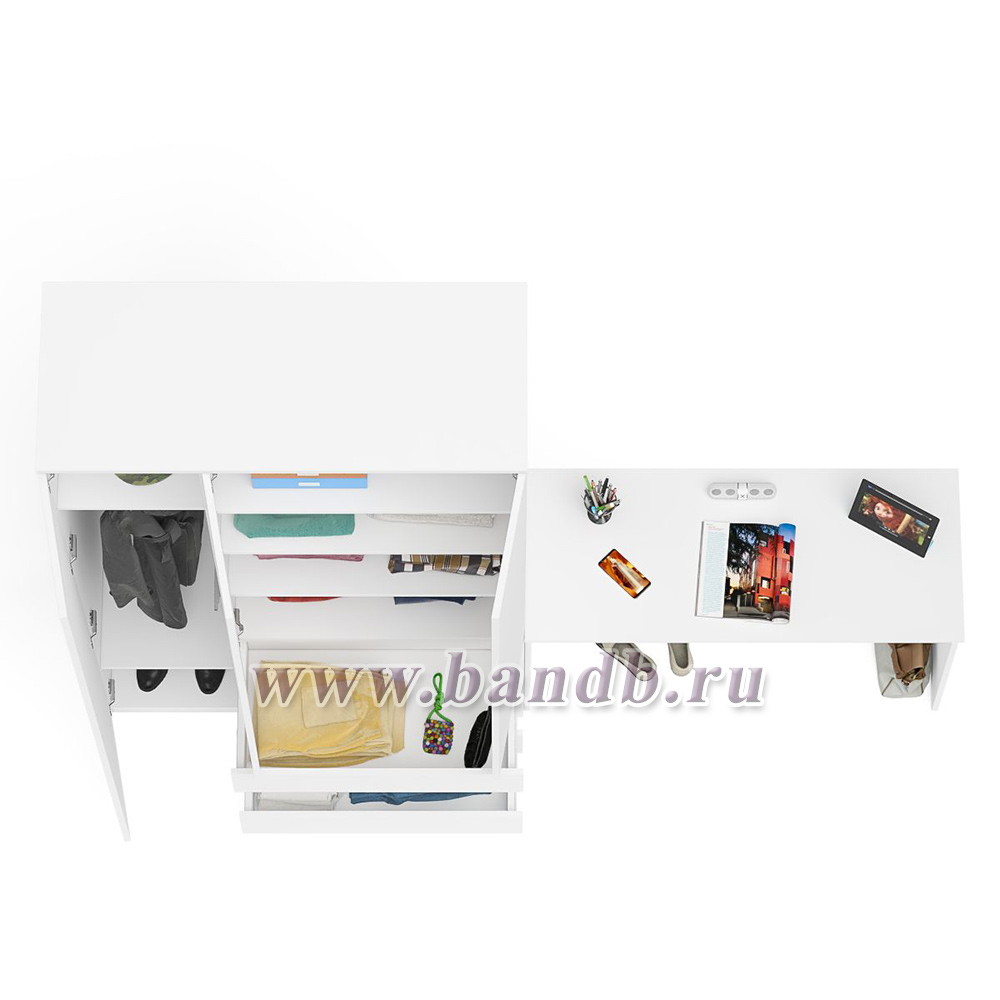 Письменный стол Мори МСП1200.1 и шкаф три дверки Мори 1200 цвет белый Картинка № 8
