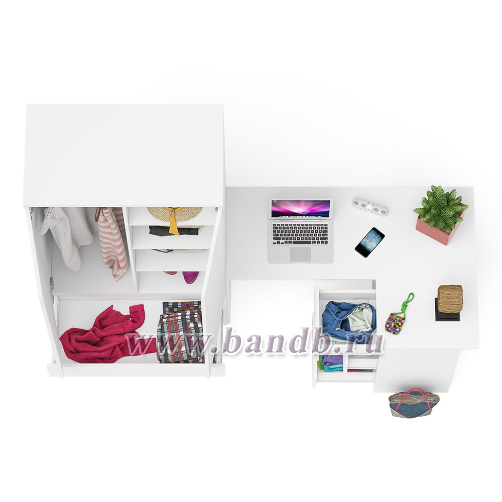 Стол компьютерный угловой правый Мори и шкаф-комод Мори МШ900.1 цвет белый Картинка № 6
