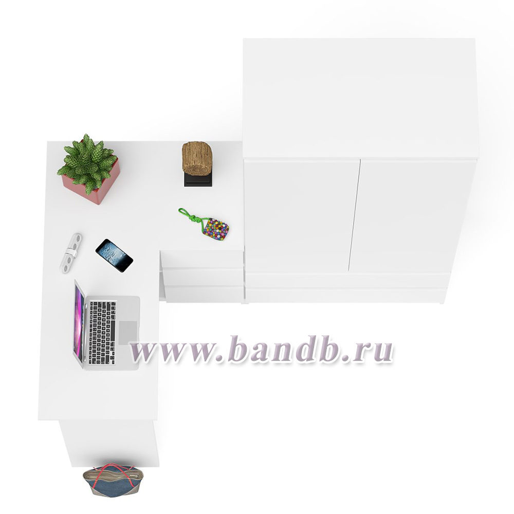 Стол компьютерный угловой правый Мори и шкаф-комод Мори МШ900.1 цвет белый Картинка № 7