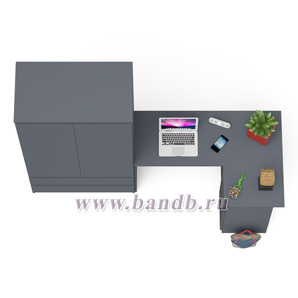 Стол компьютерный угловой правый Мори и шкаф-комод Мори МШ900.1 цвет графит Картинка № 5
