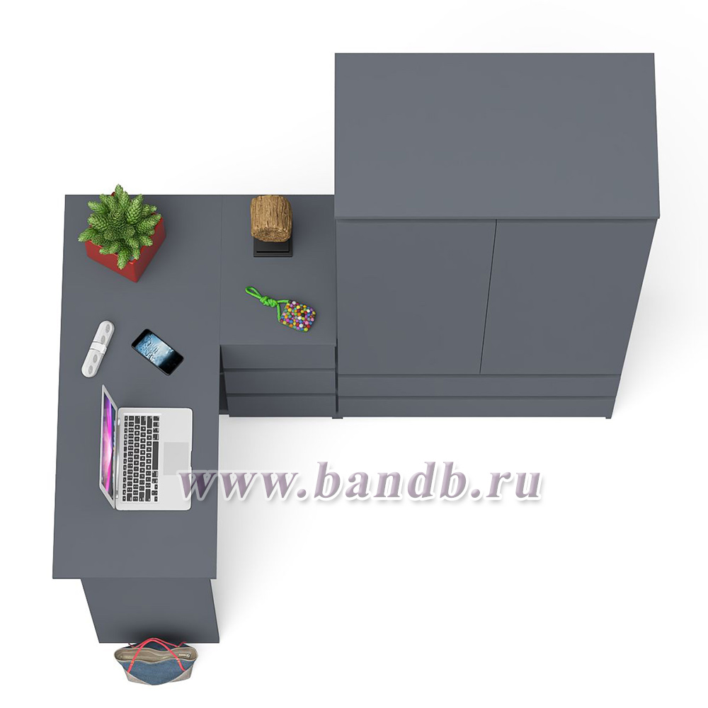 Стол компьютерный угловой правый Мори и шкаф-комод Мори МШ900.1 цвет графит Картинка № 7