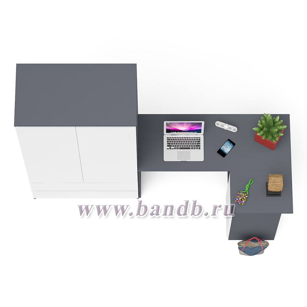Стол компьютерный угловой правый Мори и шкаф-комод Мори МШ900.1 цвет графит/белый Картинка № 5