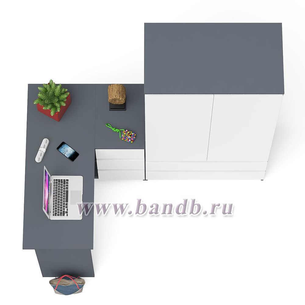 Стол компьютерный угловой правый Мори и шкаф-комод Мори МШ900.1 цвет графит/белый Картинка № 7