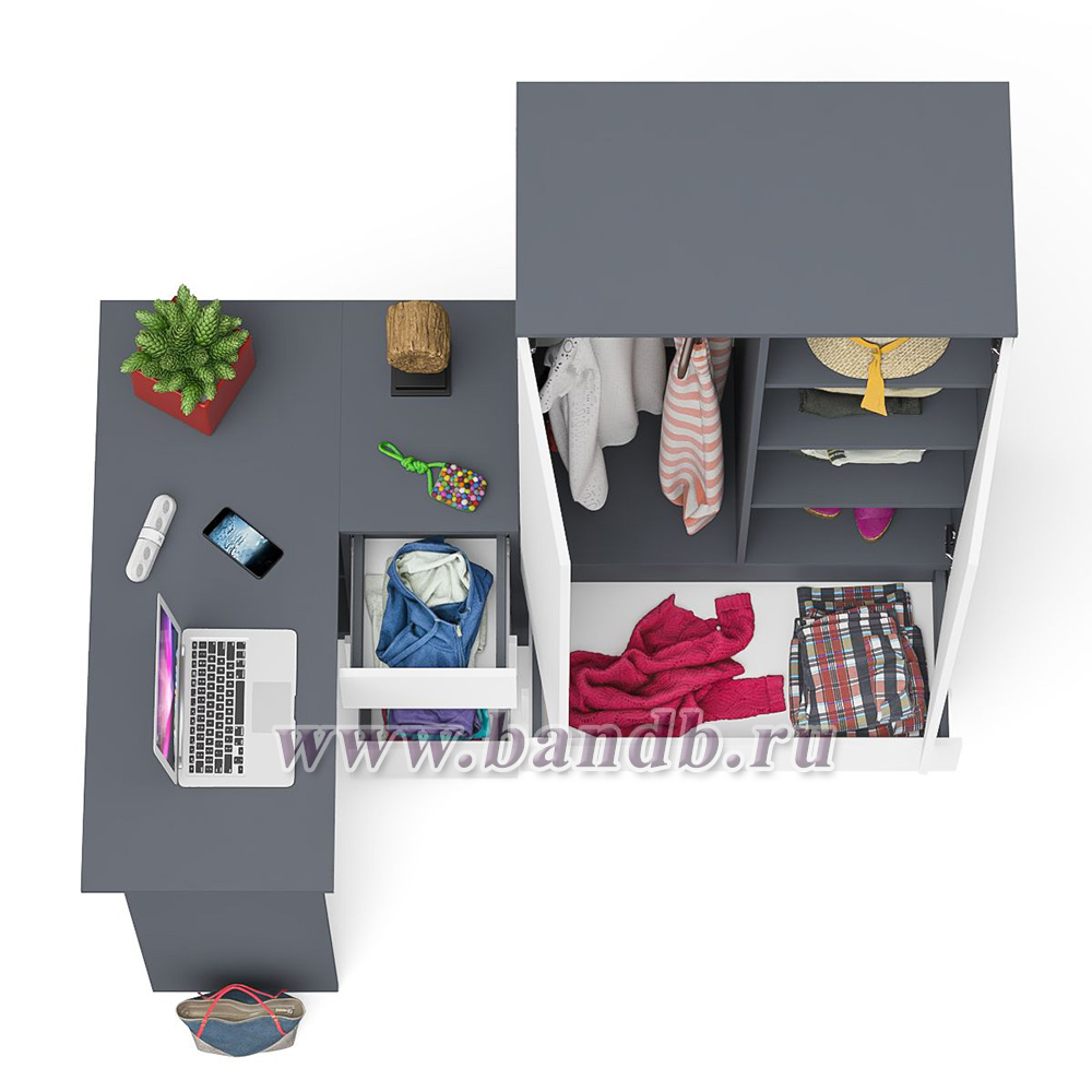 Стол компьютерный угловой правый Мори и шкаф-комод Мори МШ900.1 цвет графит/белый Картинка № 8