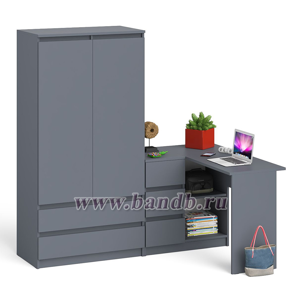 Угловой однотумбовый стол компьютерный левый Мори и шкаф-комод Мори 900 цвет графит Картинка № 3