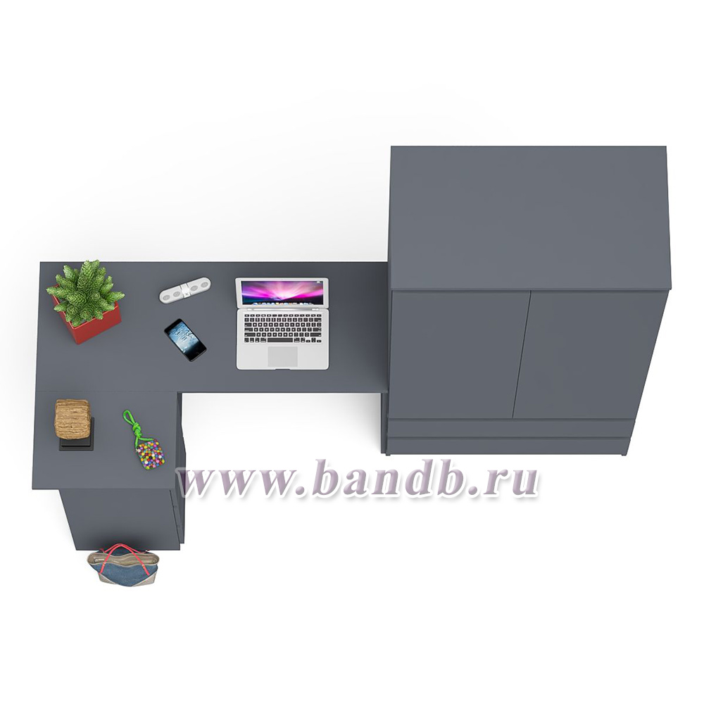 Угловой однотумбовый стол компьютерный левый Мори и шкаф-комод Мори 900 цвет графит Картинка № 5